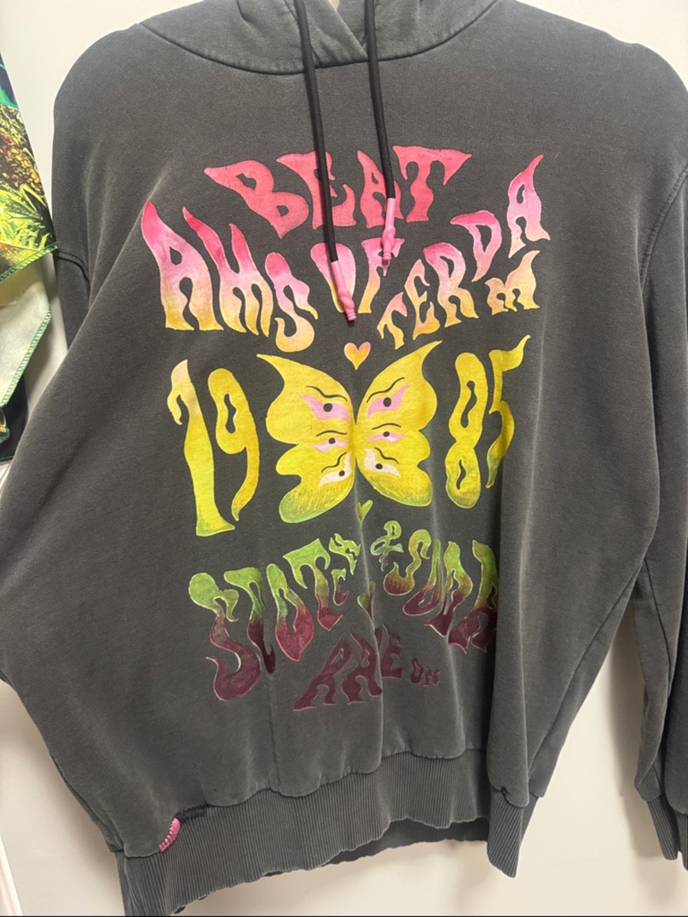 Scotch & Soda Charcoal Hoodie with Pink Accent
